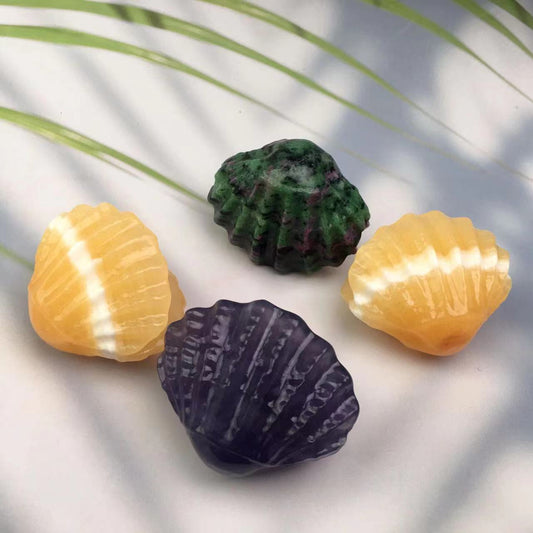 Wholesale Hand Carved Natural Crystal  Mixed Small Gemstone Shell For Decor
