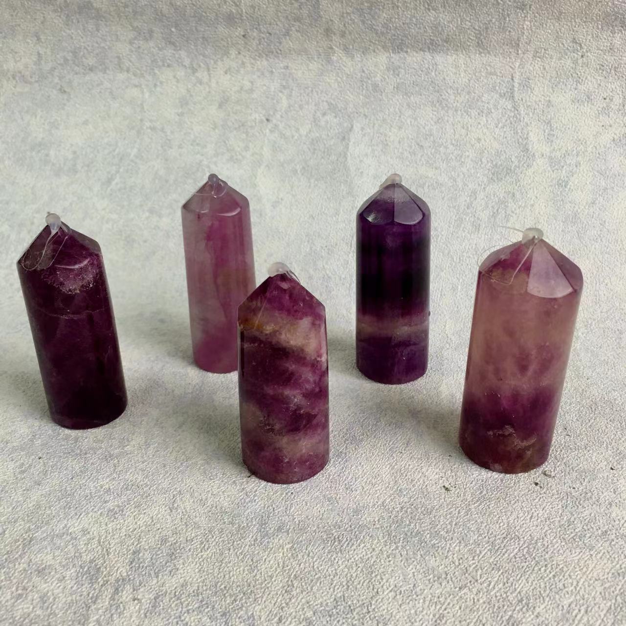 Wholesale natural  purple fluorite crystal tower for decoraiotion 1kg