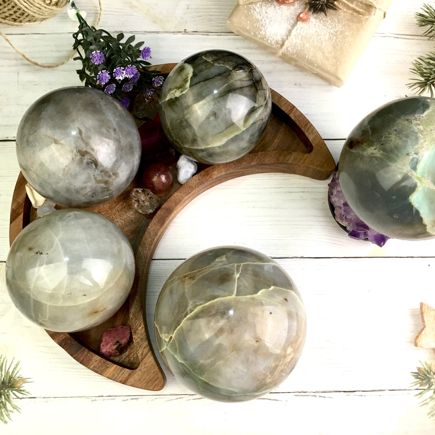 Wholesale high quality reiki natural Grey moonlight sphere for decoration 1kg