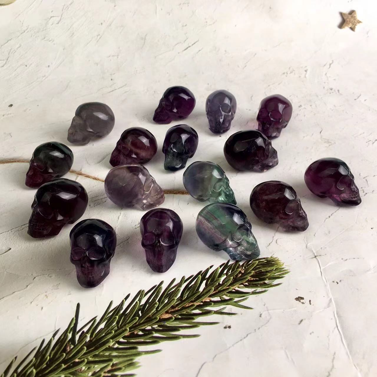 High quality wholesale  Natural Crystal Flourite skull For Decoration 1pc