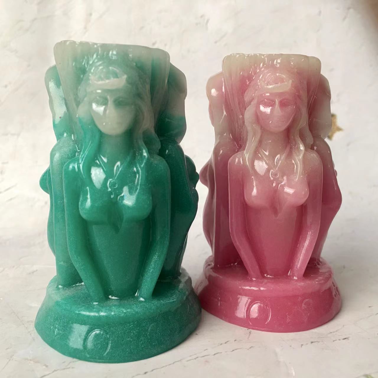 High Quality Goddess and Witch stand Natural Luminous Stone for Decoration