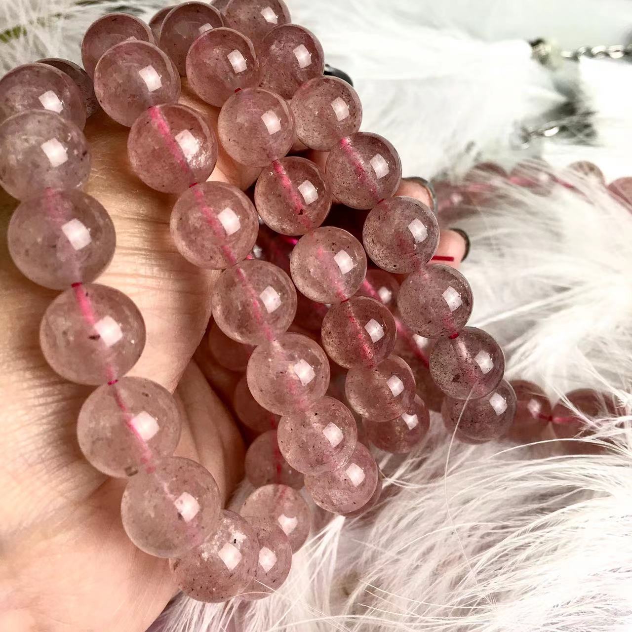 Strawberry quartz bracelets natural strawberry quartz bead crystal bracelets for women jewelry 11MM