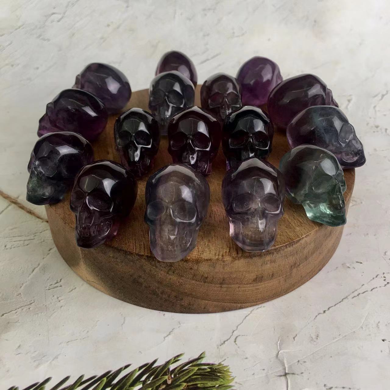 High quality wholesale  Natural Crystal Flourite skull For Decoration 1pc