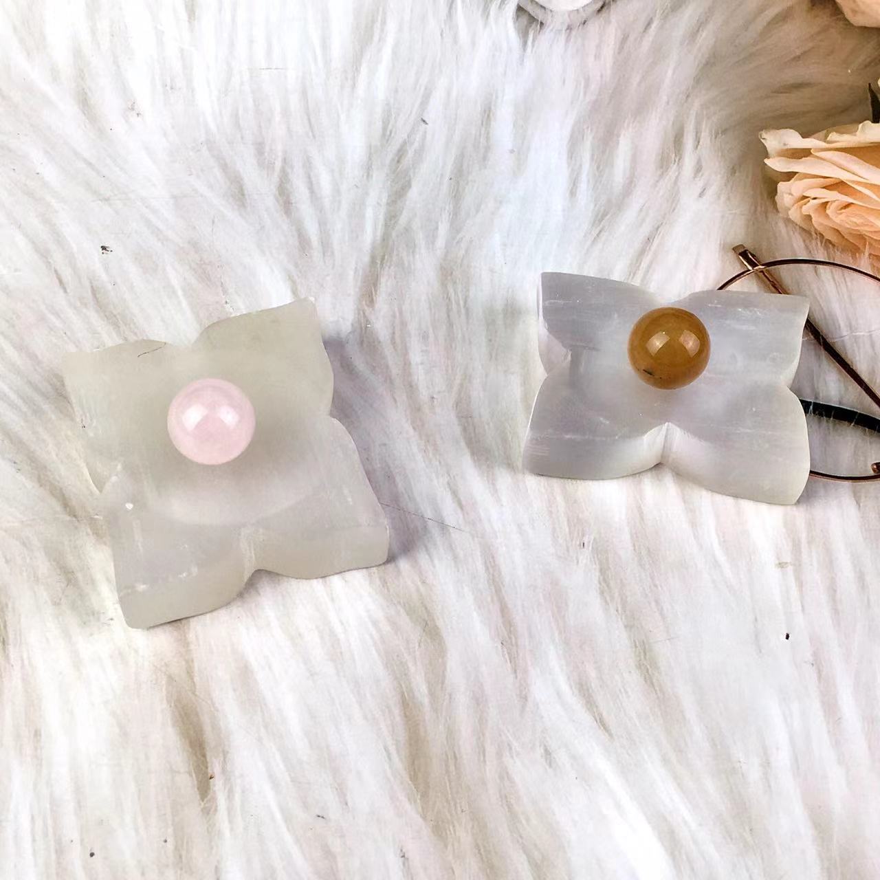 Wholesale high quality reiki natural crystal selenite petal bowl for decoraiotion