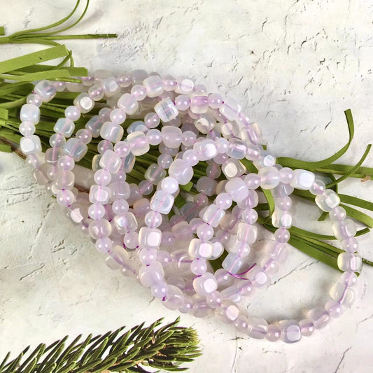 Natural Gemstone 8mm White Opal Stretch Bracelets Jewelry
