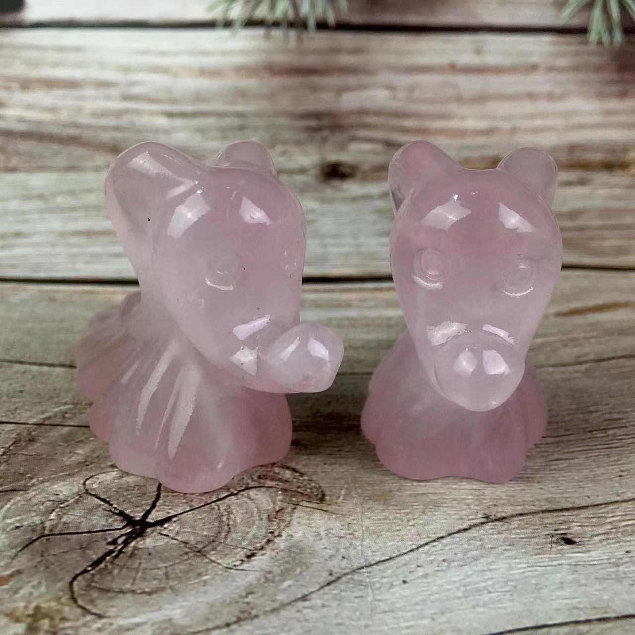 Wholesale natural crystal  Rose quartz and Pink Opal carving Halloween Ghost Dog Crystal ghost zero dog