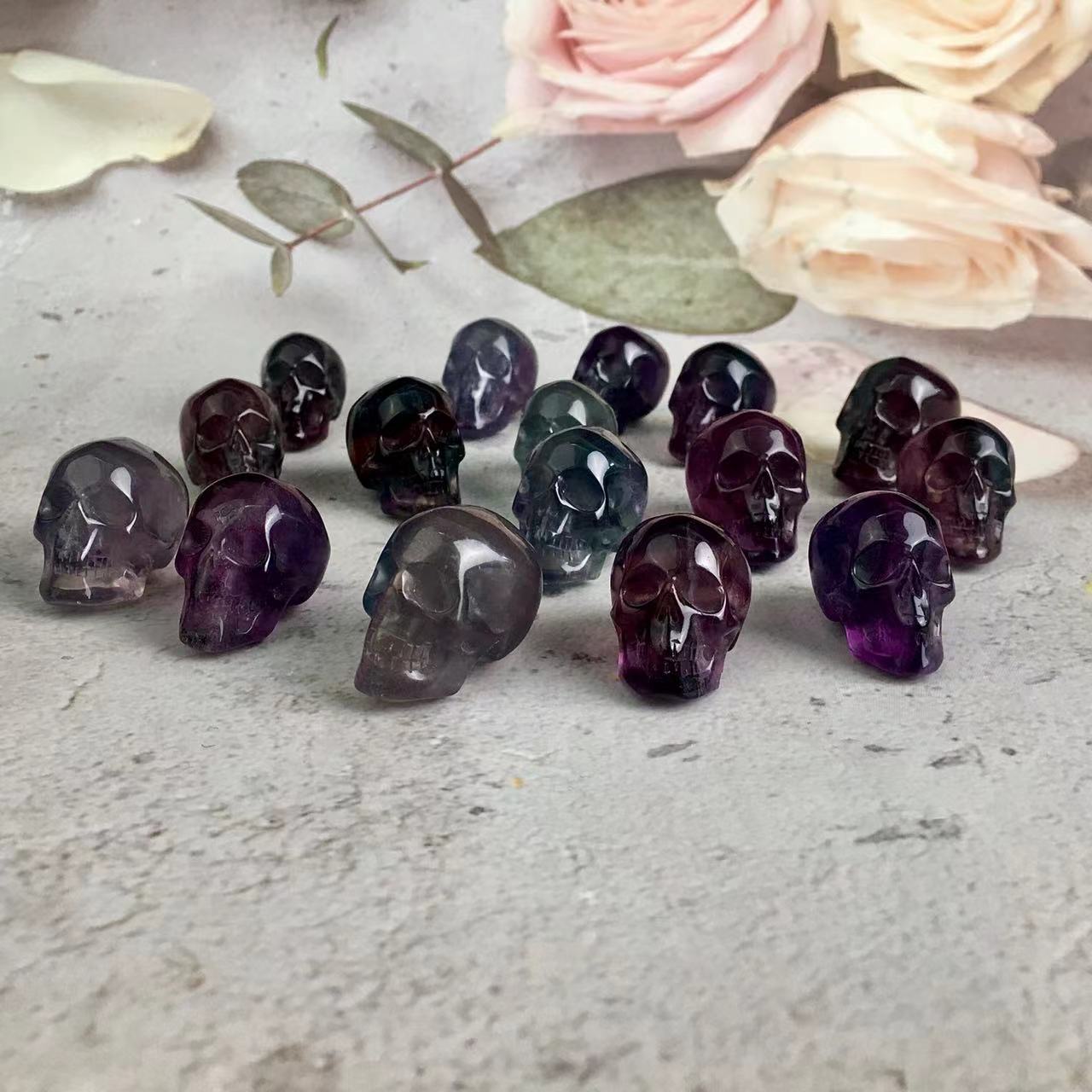 High quality wholesale  Natural Crystal Flourite skull For Decoration 1pc