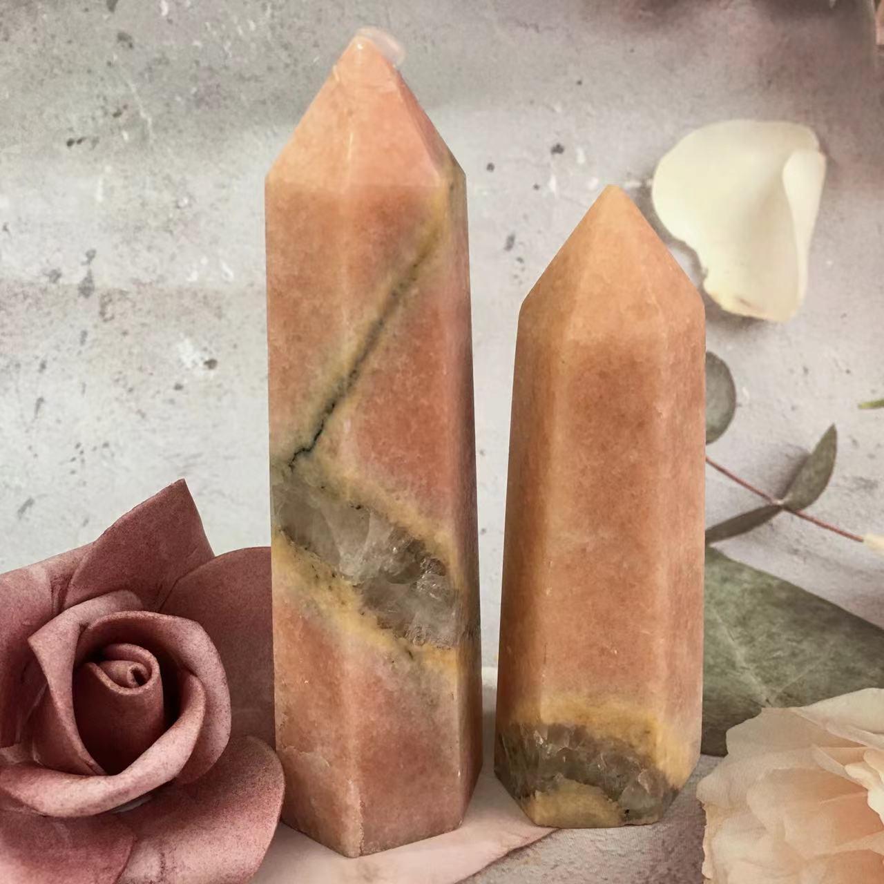 Wholesale high quality reiki natural crystal Peach morganite tower for decoraiotion 1kg