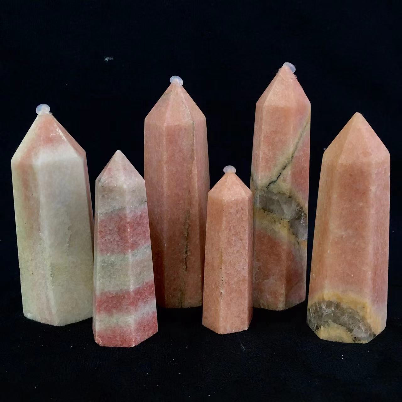 Wholesale high quality reiki natural crystal Peach morganite tower for decoraiotion 1kg