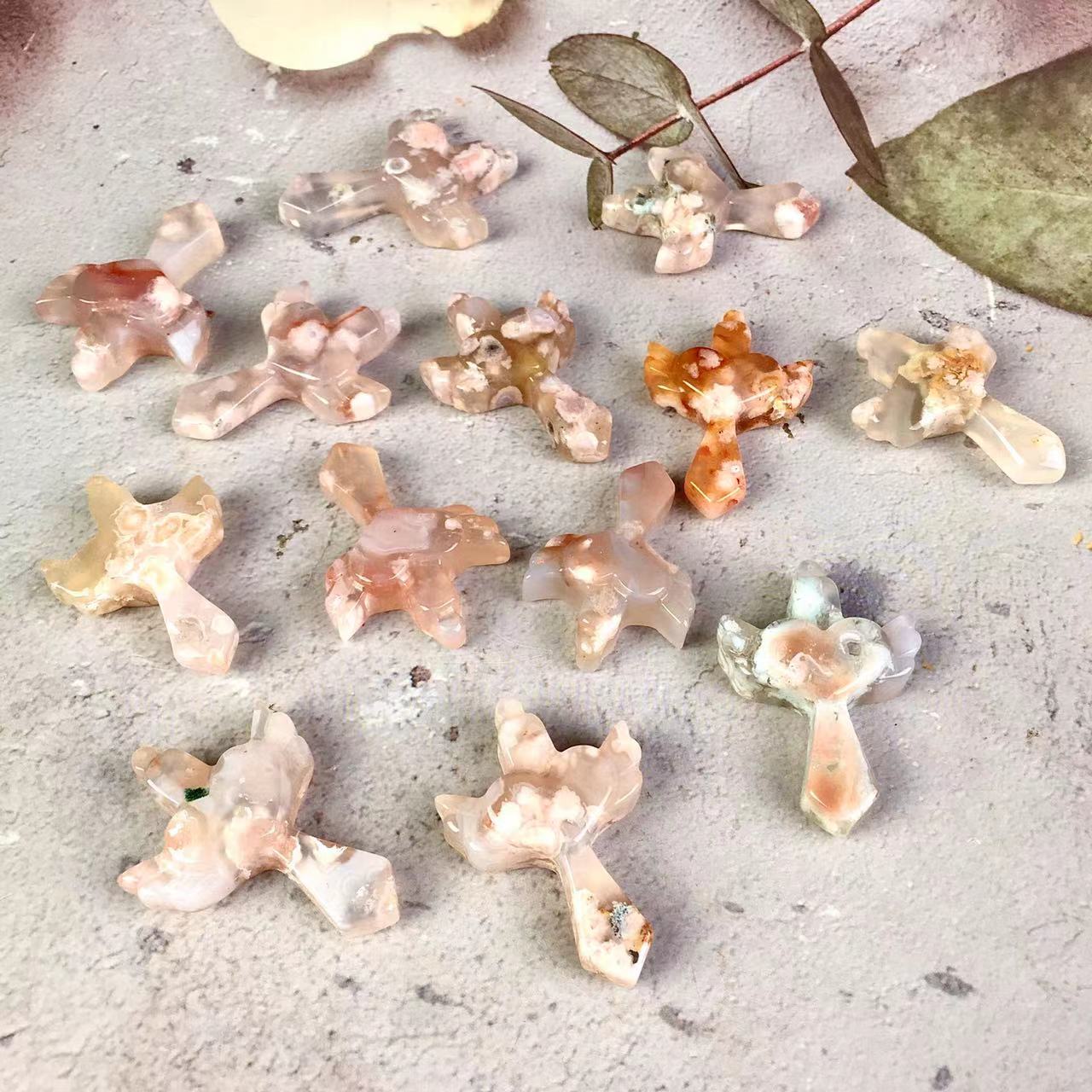 Wholesale Natural Sakura agate heart tree Crystal For Decoration