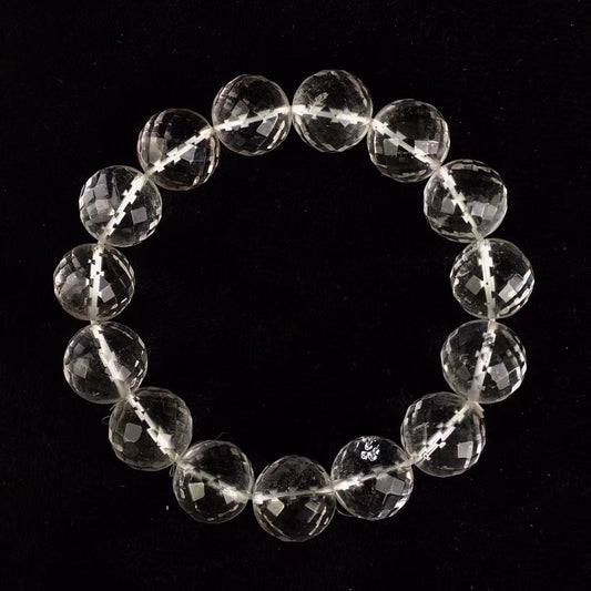 High Quality Natural  Clear quartz White Crystal14mm Bracelet Crystal Single Circle Hand String Clear Quartz Charm Bracelets