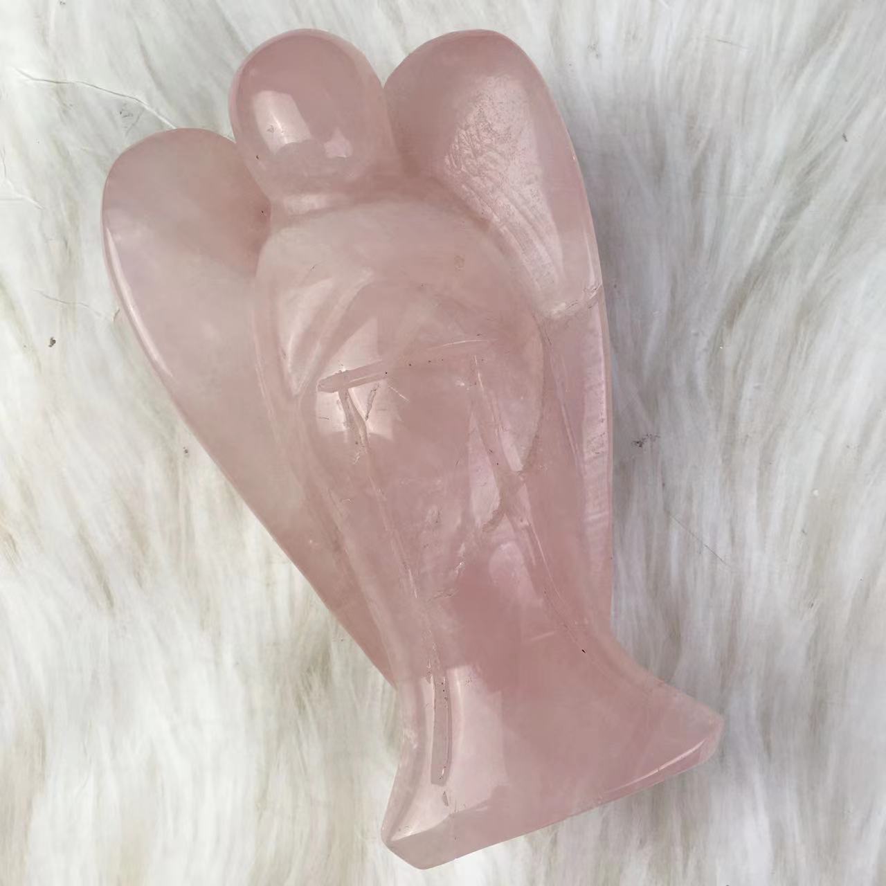 wholesale natural pink crystal rose quartz big angel statues