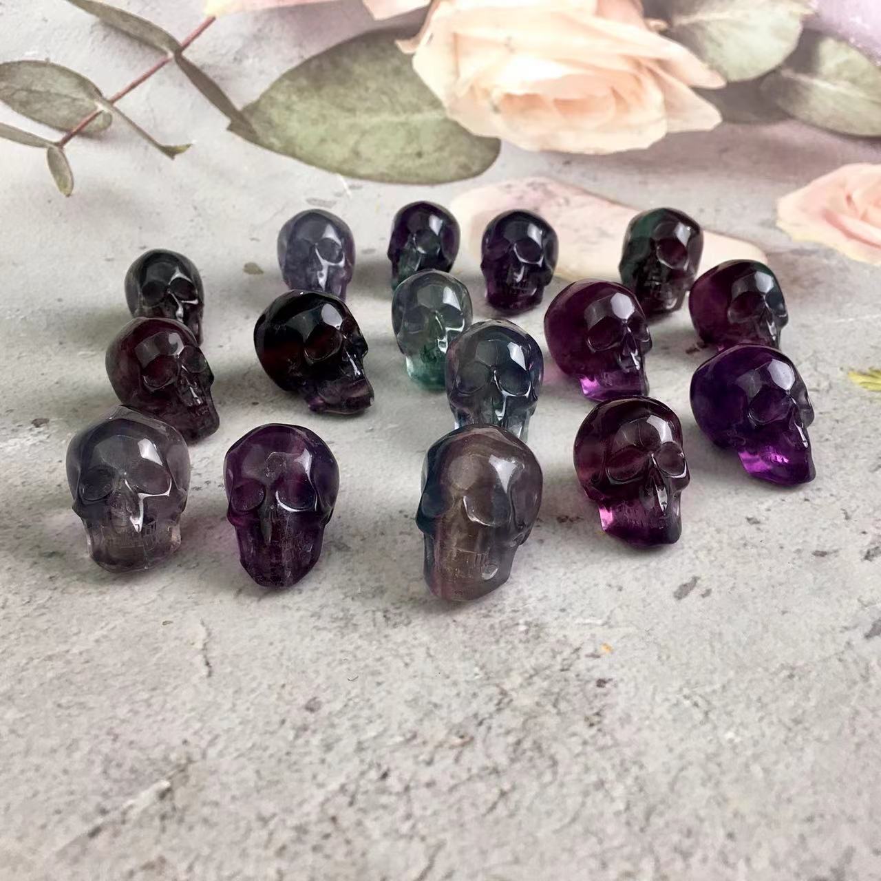 High quality wholesale  Natural Crystal Flourite skull For Decoration 1pc