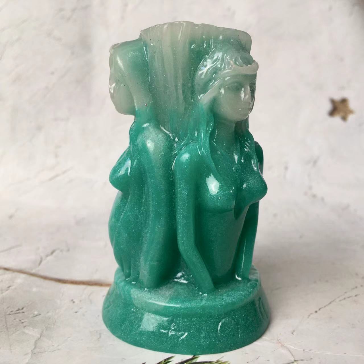 High Quality Goddess and Witch stand Natural Luminous Stone for Decoration
