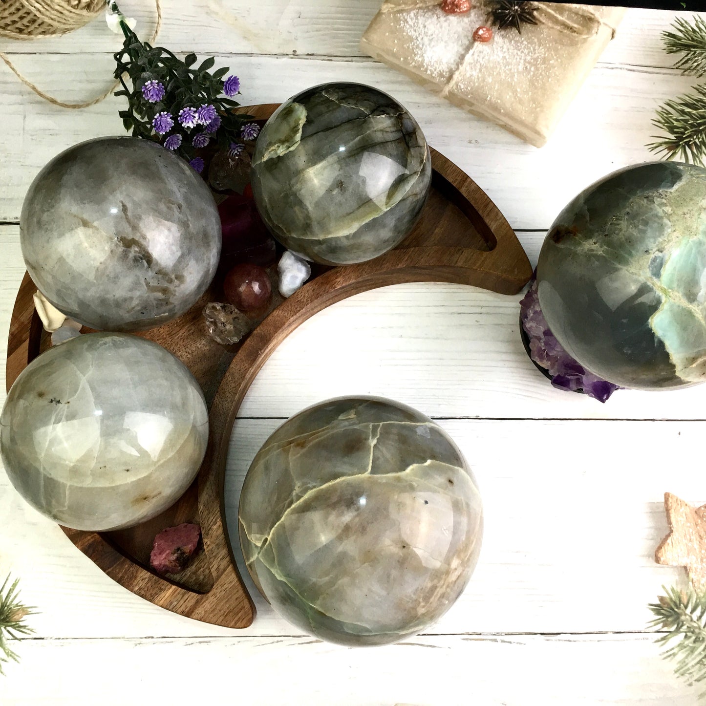 Wholesale high quality reiki natural Grey moonlight sphere for decoration 1kg