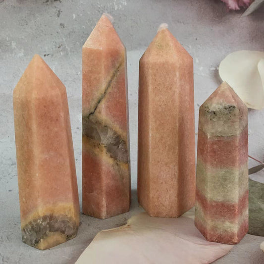 Wholesale high quality reiki natural crystal Peach morganite tower for decoraiotion 1kg