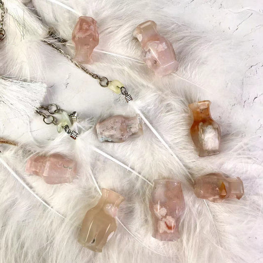 Wholesale natural crystal sakura agate bottle for decoration