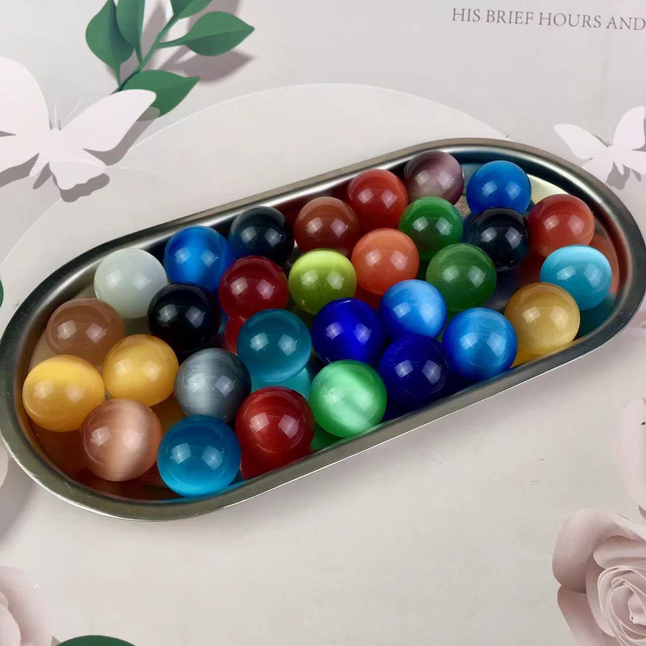 High quality wholesale  Natural Crystal Man made cat eye beads For Decoration 1 pc