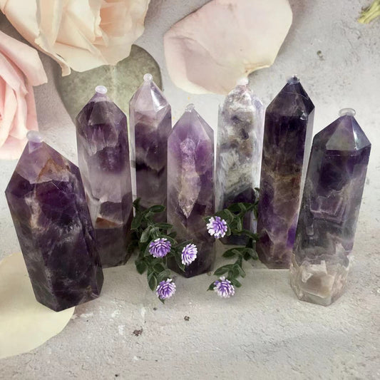 Wholesale natural crystal  dream amethyst tower for decoraiotion 1kg