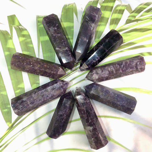 Wholesale natural healing  tourmaline purple mica tower for decoration 1kg