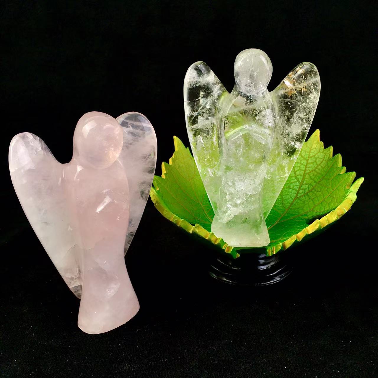 Clear Quartz and Rose quartz Crystal Angel Crystal Carving Angel Figurines For Home Decor Healing Crystals and Stones