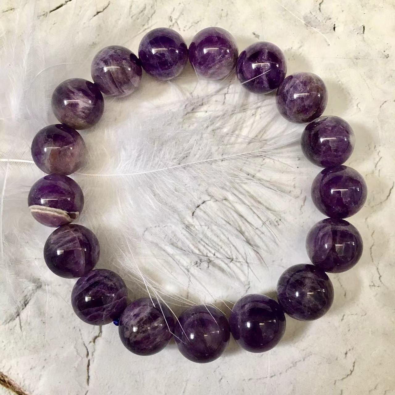 12MM Wholesale Natural Quartz Jewelry Stretch Beads Dream Amethyst Crystal Bracelet