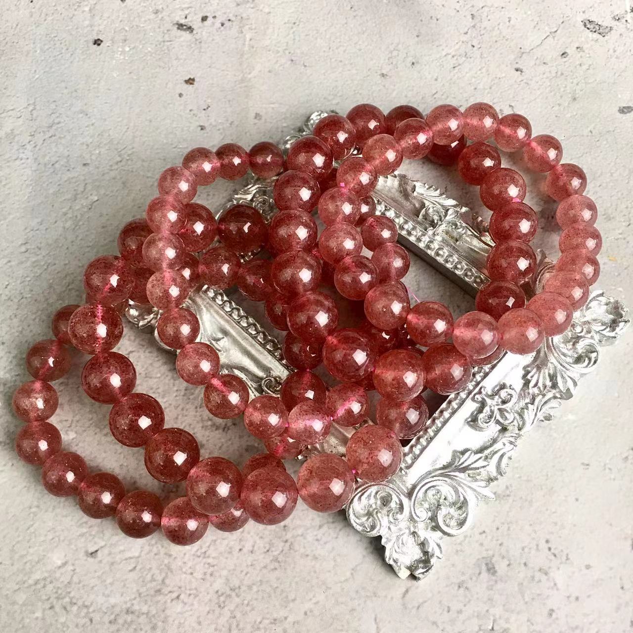Strawberry quartz bracelets natural strawberry quartz bead crystal bracelets for women jewelry 10MM