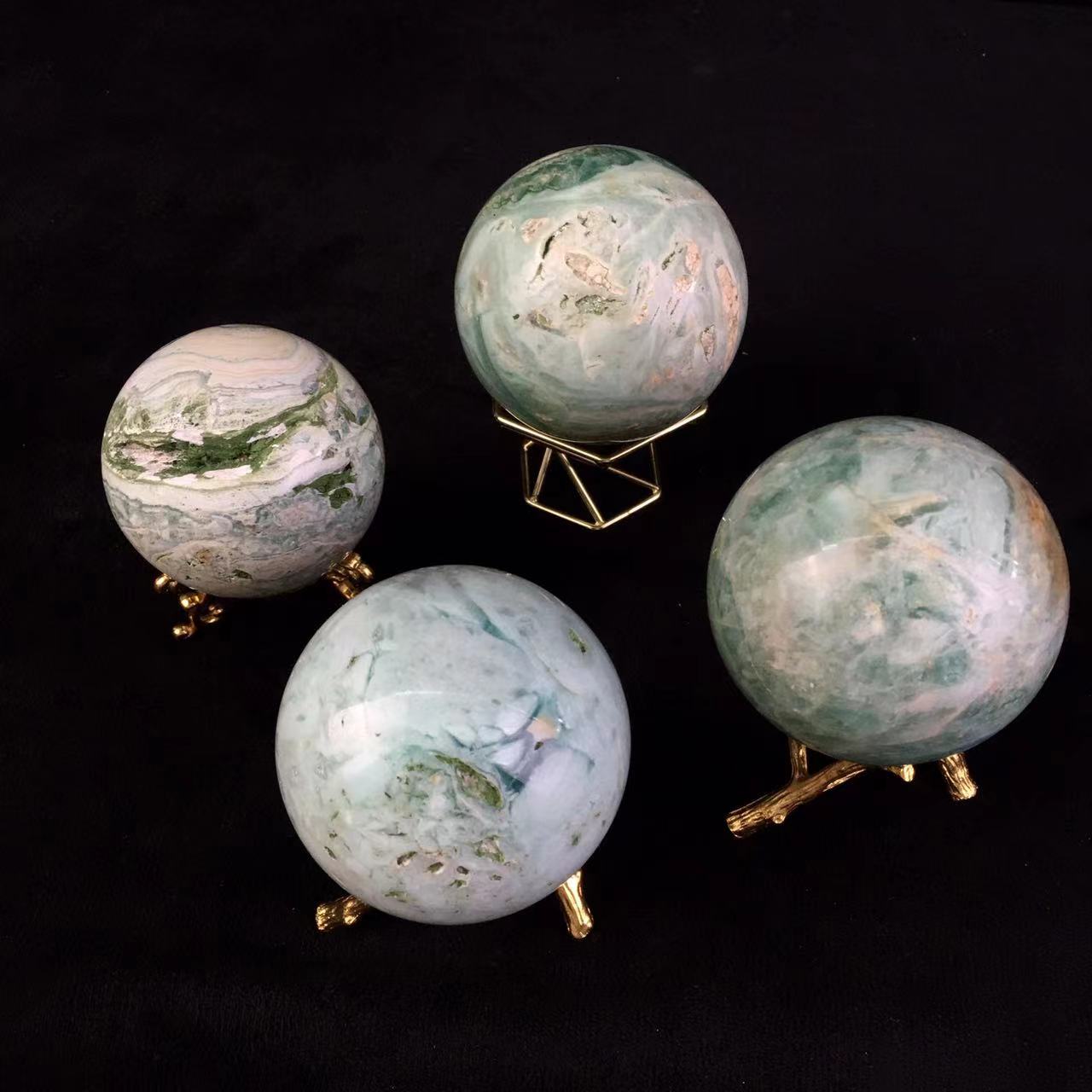 Wholesale  Natural Healing Green silky fluorite  sphere for decoration 1kg