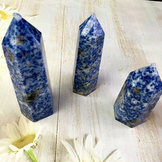 Wholesale Natural Blue Dot Point  Crystal Tower  For Decoration 1kg