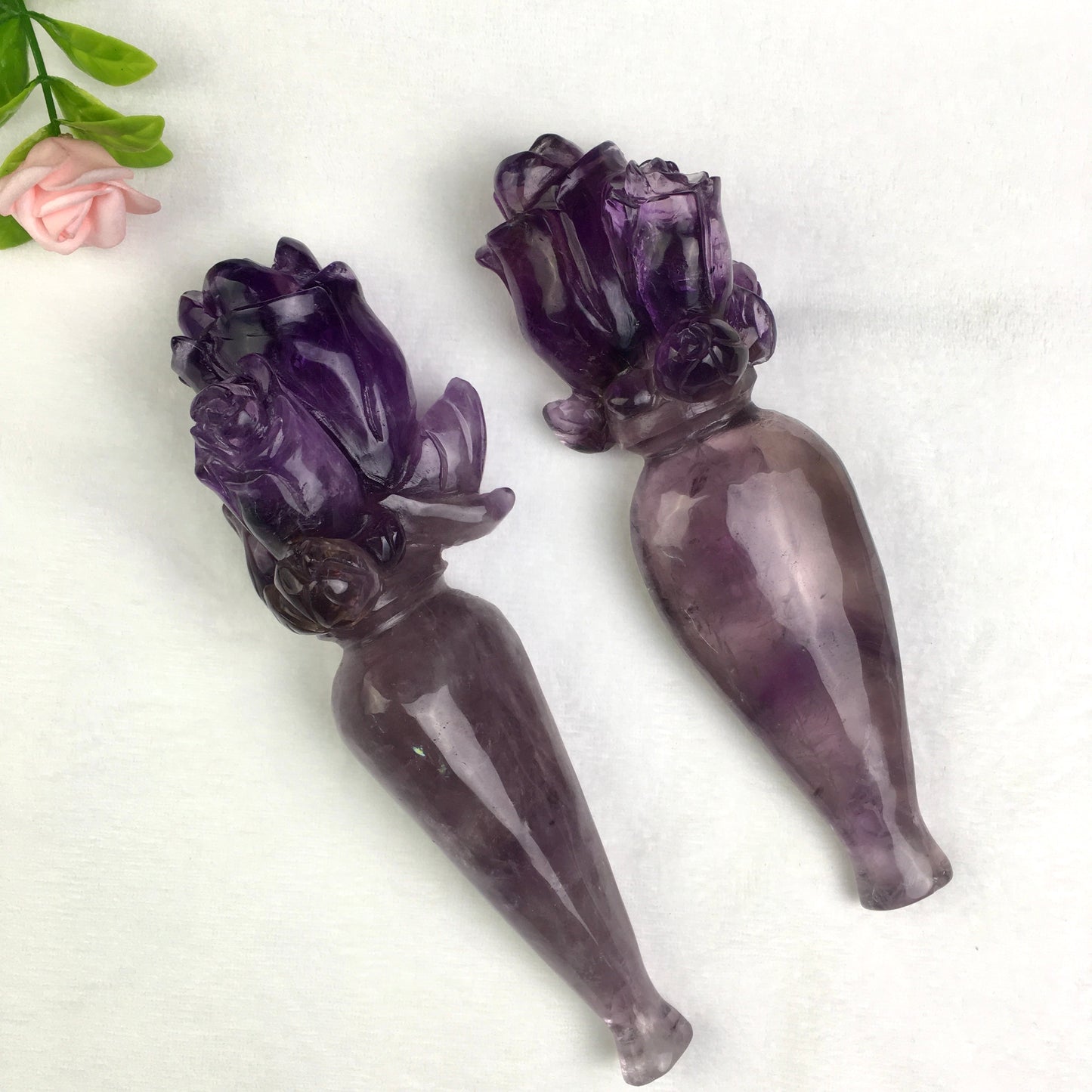 Wholesale natural  truncheon amethyst fox rose and lion  and rose quartz rose wand specimen amethyst wand and rose quartz wand raw stone feng shui quartz for decoraiotion
