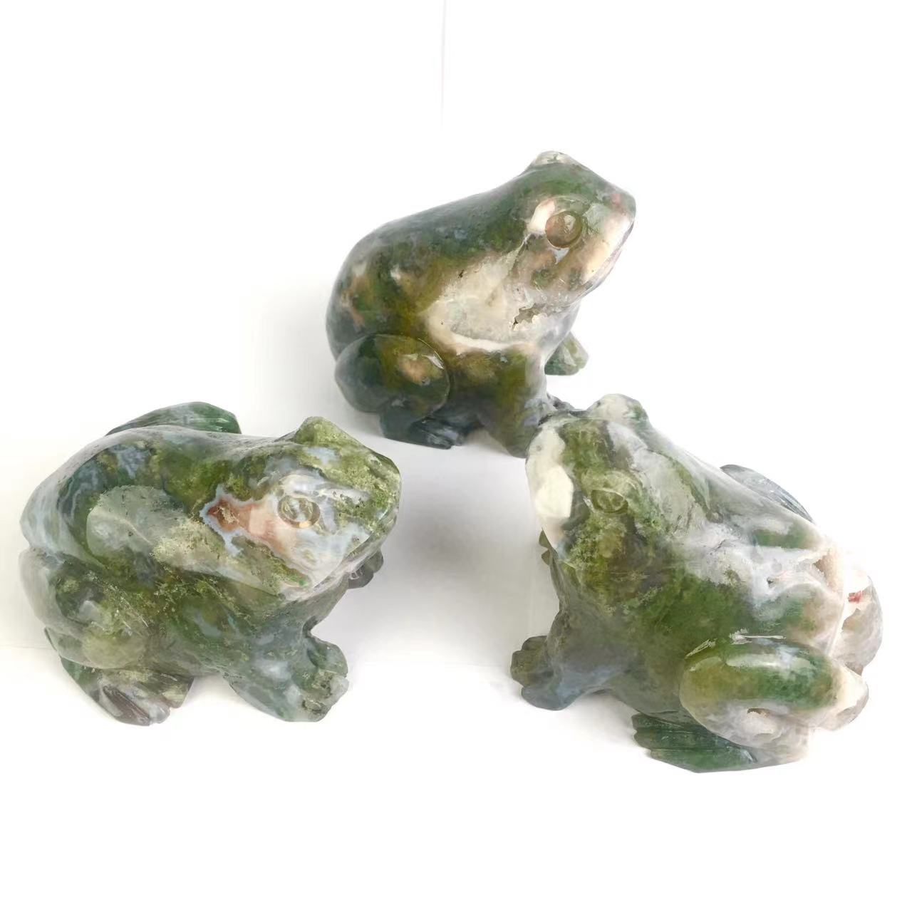 Natural Stone High Quality Moss Agate Crystal Frog For Home Decoration